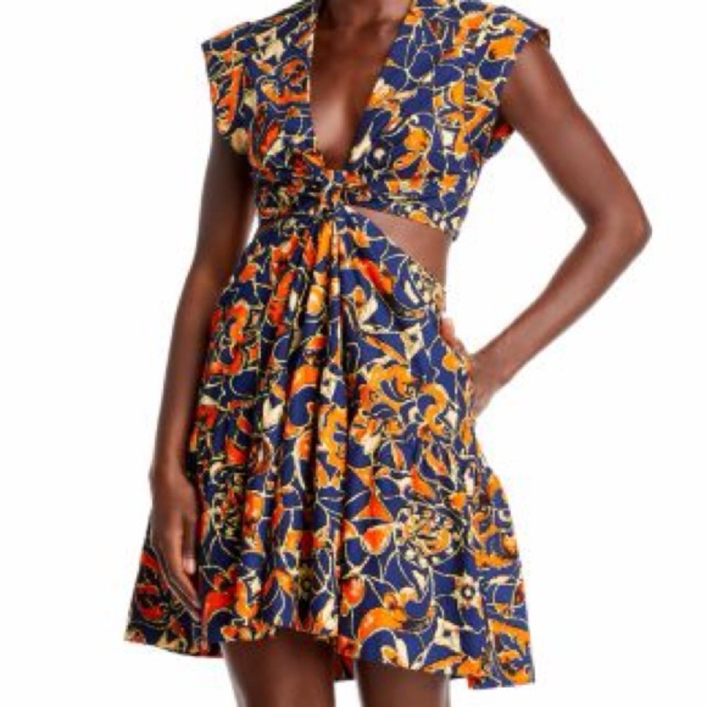 A.L.C. Blue and Orange Floral Mini Dress